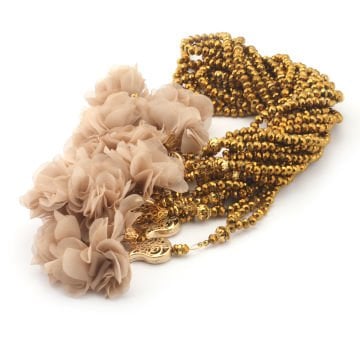 99'Luk 6 Mm Kristal İki Tül Güllü Tesbih (10 Adet) Gold