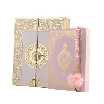 20x24 Cm İki Kapılı Dikey Kuran-ı Kerim Tesbih Kutusu Pembe