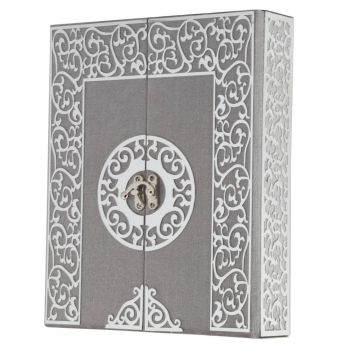 20x24 Cm İki Kapılı Dikey Kuran-ı Kerim Tesbih Kutusu Gri