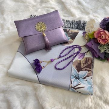 Şantuk Flower Seccade Tesbih Seti Lila
