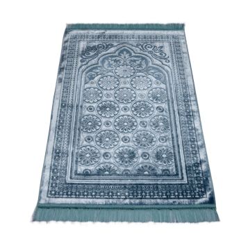 Simli Kadife Seccade Mavi