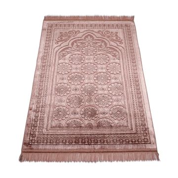 Simli Kadife Seccade Pembe