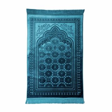 Simli Kadife Seccade Turkuaz