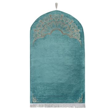 Biyeli Düz Astarlı Lüks Şönil Seccade Mavi