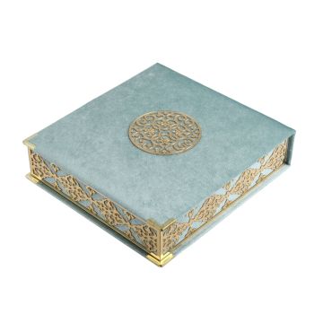 23x25 Cm Osmanlı Serisi Kuran-ı Kerim Tesbih Kutusu Mavi