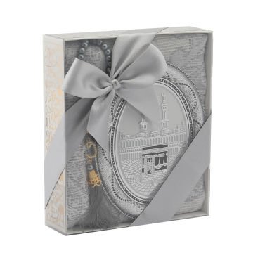 Hediyelik Seccade Tesbih Pano Seti Gri