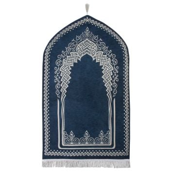 Mihrap Desenli  Astarlı Lüks Şönil Seccade Lacivert