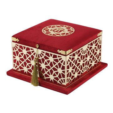 19x19 Cm Şehzade Serisi Kuran-ı Kerim Tesbih  Kutusu Bordo