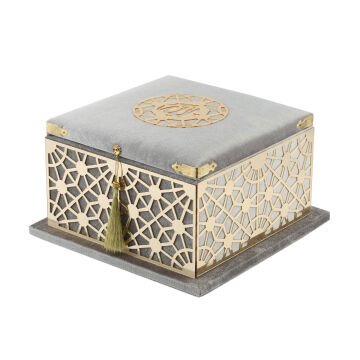 19x19 Cm Şehzade Serisi Kuran-ı Kerim Tesbih  Kutusu Gri