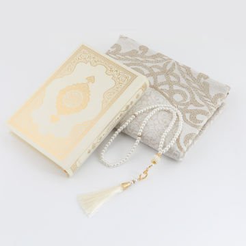 Hediyelik Kuran-ı Kerim Seccade Tesbih Seti Krem