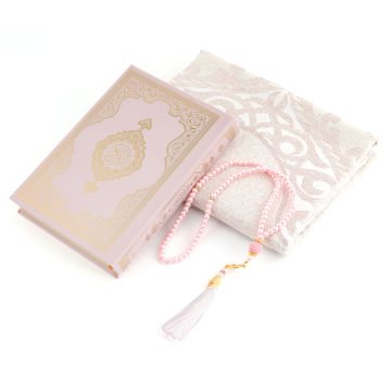 Hediyelik Kuran-ı Kerim Seccade Tesbih Seti Pembe