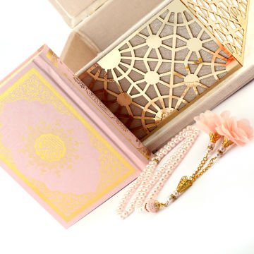 19x19 Cm Şehzade Serisi Kuran-ı Kerim Tesbih  Kutusu Pudra