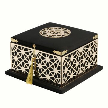 19x19 Cm Şehzade Serisi Kuran-ı Kerim Tesbih  Kutusu Siyah