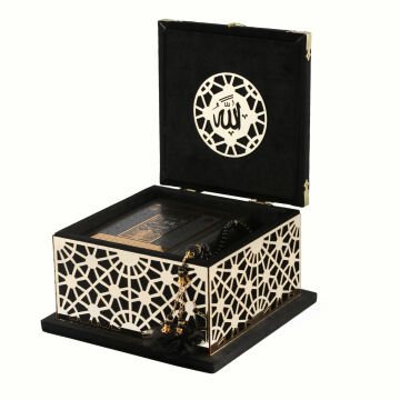 19x19 Cm Şehzade Serisi Kuran-ı Kerim Tesbih  Kutusu Siyah