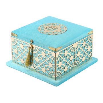 19x19 Cm Şehzade Serisi Kuran-ı Kerim Tesbih  Kutusu Turkuaz