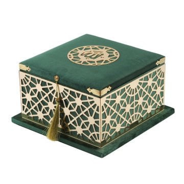 19x19 Cm Şehzade Serisi Kuran-ı Kerim Tesbih  Kutusu Yeşil