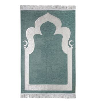 Hilalli Mihrap Desenli Lüks Saçaklı Şönil Seccade mint