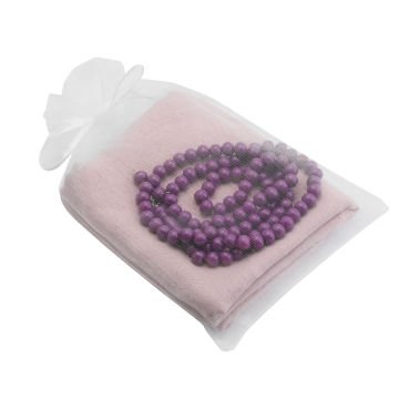 Hediyelik Eşarp Tesbih Tül Kese Seti Pembe
