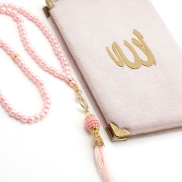 Hediyelik Yasin Tesbih Tül Kese Seti Pembe