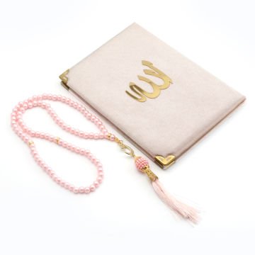 Hediyelik Yasin Tesbih Tül Kese Seti Pembe