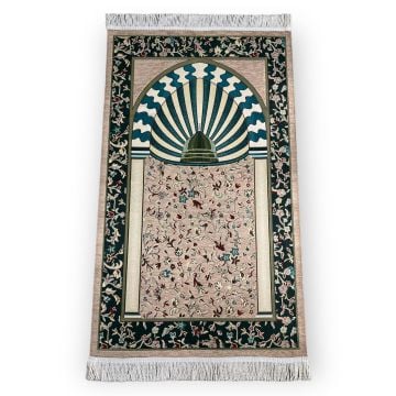 Lüks Saçaklı Şönil Kubbeli Ravza Model Seccade Bej