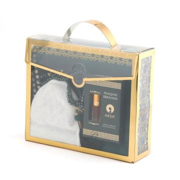 Hediyelik Seccade Eşarp Tesbih Takke Ve Esans Seti Yeşil