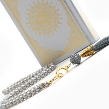 Hediyelik Kuran-ı Kerim Tesbih Seti Gri