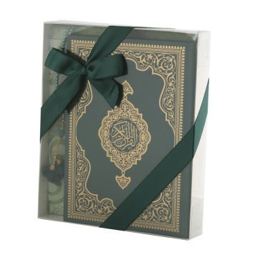 Hediyelik Seccade Kuran-ı Kerim Tesbih Seti Yeşil
