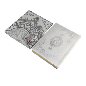 Hediyelik Seccade Kuran-ı Kerim Tesbih Seti Gri