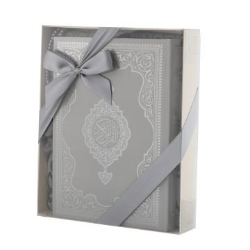 Hediyelik Seccade Kuran-ı Kerim Tesbih Seti Gri