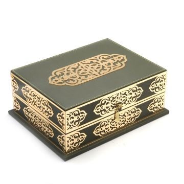 24x32 Cm Selimiye Deri Kuran-ı Kerim Tesbih Kutusu Yeşil