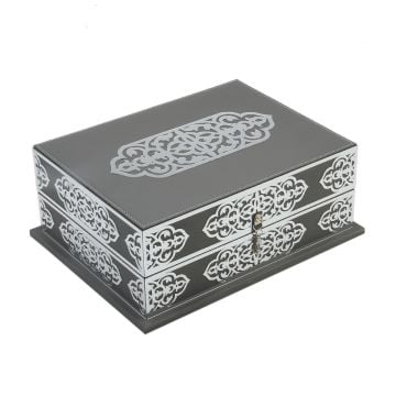 24x32 Cm Selimiye Deri Kuran-ı Kerim Tesbih Kutusu Gri