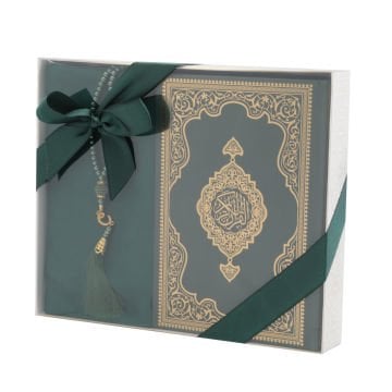 Hediyelik Seccade Kuran-ı Kerim Tesbih Seti Yeşil
