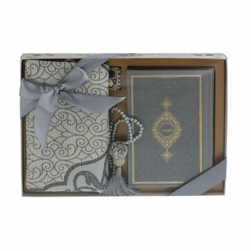 Asya Serisi Kuran-ı Kerim Seccade Tesbih Seti Gri