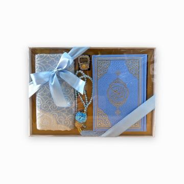 Asya Serisi Kuran-ı Kerim Seccade Tesbih Seti Mavi