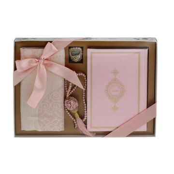 Asya Serisi Kuran-ı Kerim Seccade Tesbih Seti Pembe