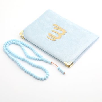 Hediyelik Yasin Tesbih Tül Kese Seti Mavi