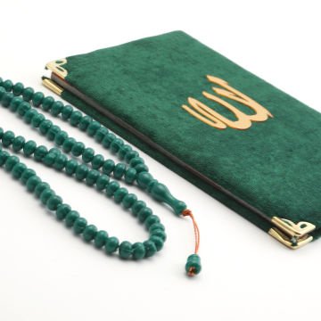 Hediyelik Yasin Tesbih Tül Kese Seti Yeşil