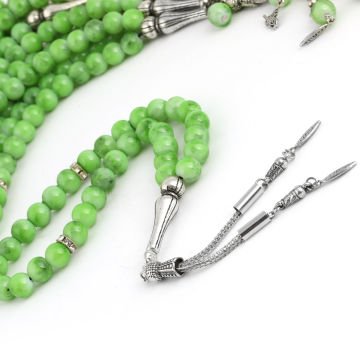 33'Lük 10 Mm Cam Akik Tesbih (10 Adet) Açık Yeşil