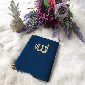 Çanta Boy Kadife Kaplı Lafızlı Yasin (50 Adet) Lacivert