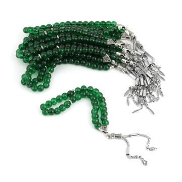 33'Lük 10 Mm Cam Akik Tesbih (10 Adet) Koyu Yeşil