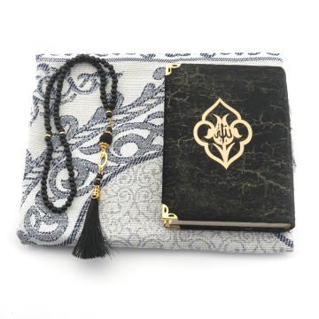 Hediyelik Kuran-ı Kerim Seccade Tesbih Seti Siyah