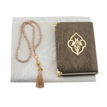 Hediyelik Kuran-ı Kerim Seccade Tesbih Seti Vizon