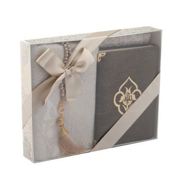 Hediyelik Kuran-ı Kerim Seccade Tesbih Seti Vizon