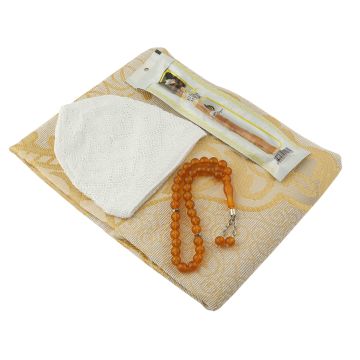 Erkeklere Özel Seccade Tesbih Hac Ve Umre Seti Gold