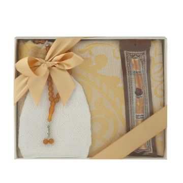 Erkeklere Özel Seccade Tesbih Hac Ve Umre Seti Gold