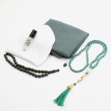Hediyelik Eşarp Tesbih Esans Takke Seti