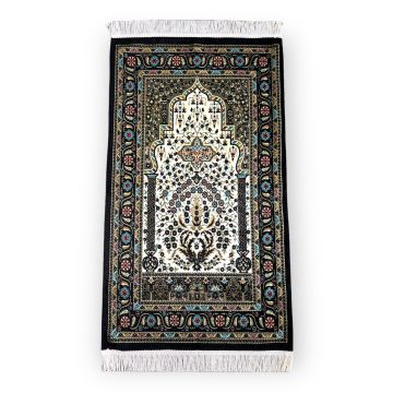 Lüks Astarlı Hereke Seccade Siyah