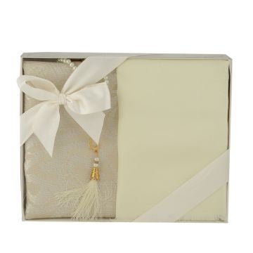 Kadınlara Özel Seccade Eşarp Tesbih Hac Ve Umre Seti Krem