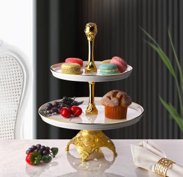 İki Katlı Porselen Hurmalık Ve Sunumluk